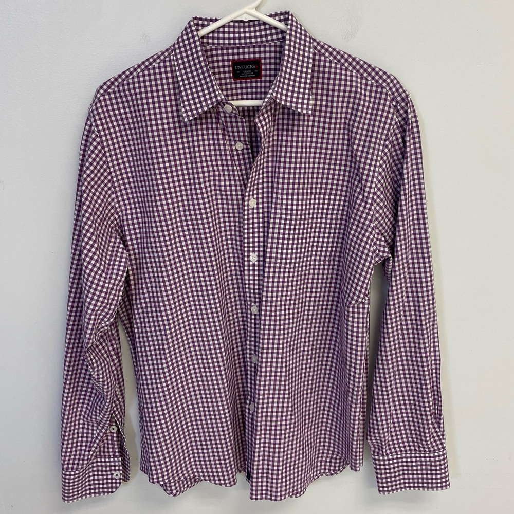 Untuckit Purple and White 100% Cotton Button Down